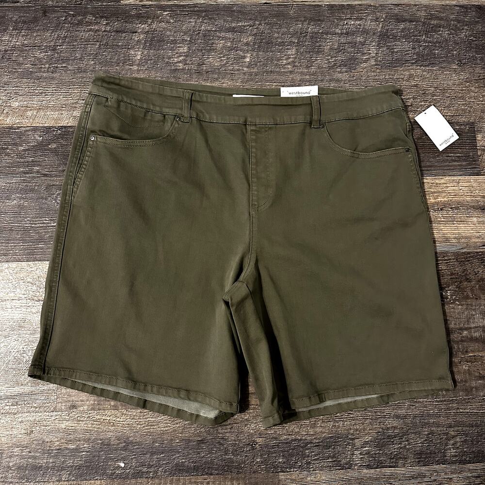 Westbound Women's Olive Green High Rise Relaxed Fit Bermuda Short Size 24W NWT